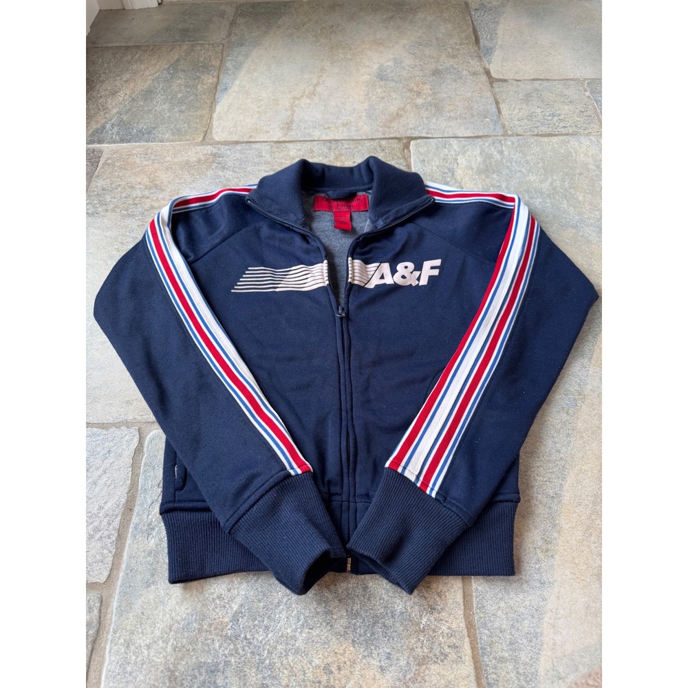 Vintage Y2K Abercrombie & Fitch Track Jacket XS Retro Navy Zip-Up 2000s RARE
